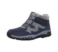 Bottes d'hiver pour femme - Bottes de neige chaudes doublées de fourrure - Pour trekking, camping, voyage, randonnée, cyclisme, marche - Coupe large - Sangle réglable - Bottines orthopédiques, bleu
