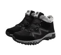 Bottes d'hiver pour femme - Bottes de neige chaudes doublées de fourrure - Pour trekking, camping, voyage, randonnée, cyclisme, marche - Coupe large - Sangle réglable - Bottines orthopédiques, Noir