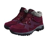 Bottes d'hiver pour femme - Bottes de neige chaudes doublées de fourrure - Pour trekking, camping, voyage, randonnée, cyclisme, marche - Coupe large - Sangle réglable - Bottines orthopédiques