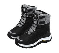 Bottes d'hiver pour femme - Bottes de neige rembourrées et chaudes - Pour femme dans le nord-est - Pour les voyages en plein air - En coton - Antidérapantes - Noir, Noir , 37 EU