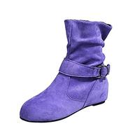 Bottes d'hiver pour femme - Chaussures pieds nus pour femme - Bottines tendance rétro avec fermeture éclair latérale - Antidérapantes et respirantes - Avec ceinture à boucle - Chaussures de fête