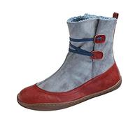 Bottes d'hiver pour femme - Confortables - Antidérapantes - Avec doublure chaude - Style rétro - Bout rond - Antidérapantes - Semelle épaisse - Idéales comme cadeau de Noël, gris, 40 EU