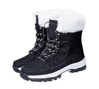 Bottes d'hiver pour femme - Doublées - Bottes de neige antidérapantes - Légères - Hautes - Lacets - Bottes d'hiver orthopédiques - Bottes d'hiver imperméables - Bottes de ski thermiques, Noir , 41 EU