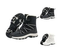 Bottes d'hiver pour femme - Doublées - Bottes de neige pour femme - Sans fermeture éclair - Semelle extérieure plate antidérapante - Bottes de neige - Lacets thermiques - Bottes de randonnée - Bottes