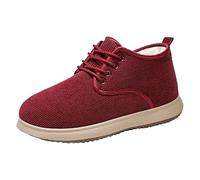 Bottes d'hiver pour femme, doublées, confortables, plates | Bottes thermiques avec doublure chaude pour personnes âgées, chaussures de loisirs sportives avec lacets, unies à tige courte