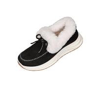 Bottes d'hiver pour femme doublées de fausse fourrure chaudes élégantes classiques avec nœud confortable à enfiler et talon compensé bas pour l'intérieur et l'extérieur, Noir , 38.5 EU