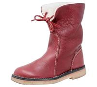 Bottes d'hiver pour femme - Doublées plates - Élégantes - Chaudes et antidérapantes - En cuir - Pour l'automne et l'hiver, rouge, 36 EU