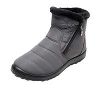 Bottes d'hiver pour femme - Doublure chaude - Chaussures d'hiver imperméables - Bottes de neige antidérapantes - Bottines pieds nus - Bottines courtes - Bottes chaudes et confortables, gris, 42 EU