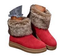 Bottes d'hiver pour femme - Doublure chaude - Semelle compensée - Fausse neige - Antidérapantes - Confortables - À enfiler - Courtes et pelucheuses - Décontractées - Bout rond, A2 Ared, 37.5 EU