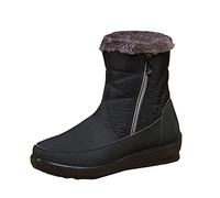 Bottes d'hiver pour femme - En cuir non tissé - Chaudes - Chaussures de randonnée - Bottes de lune - Chaussures d'hiver doublées - Bottes d'hiver, Noir , 37 EU