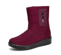 Bottes d'hiver pour femme, isolantes, doublées en coton renforcé, semelle plateforme antidérapante, bottes de neige pour temps froid, bottines robustes, 04 rouge., 37 EU