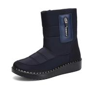 Bottes d'hiver pour femme, isolantes, doublées en coton renforcé, semelle plateforme antidérapante, bottes de neige pour temps froid, bottines robustes, Bleu (02), 37 EU