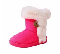 Bottes d'hiver pour fille - Bottes de neige moyennes - Bottes de neige thermiques - Mignon et confortable - Bottes de neige - Bottes de loisirs - Bottes en cuir - Bottes d'automne, Rose, 23 EU