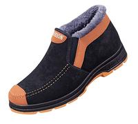 Bottes d'hiver pour homme - Chaudes - Résistantes à l'eau - Large largeur - Doublure en fourrure - Antidérapantes - Chaudes - Imperméables - Bottes de neige décontractées pour la randonnée, Noir