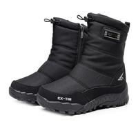 Bottes d'hiver pour Homme Chaussures Imperméables, Chaudes, Doublées De Fourrure, Antidérapantes Et Zippées Botte De Neige d'hiver Bottes De Marche Légères Bottines D'extérieur pour Homme,Noir,47