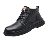 Bottes d'hiver pour homme - Doublure chaude - Bottes de neige en cuir - Imperméables - Protection contre les coups de pied - Légères et confortables - Pour homme et femme, Noir , 38 EU