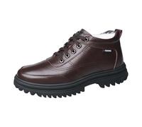 Bottes d'hiver pour homme - Doublure chaude - En cuir synthétique - Lacets - Semelles antidérapantes - Bottes de neige - Chaussures d'hiver, marron, 41 1/3 EU
