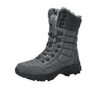 Bottes d'hiver pour homme - Doublure chaude - Imperméables - Lacets - Semelles antidérapantes - Bottes de neige pliables - Bottes de cheville courtes, gris, 43.5 EU