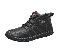 Bottes d'hiver pour homme en cuir à lacets | Finition imperméable, semelle robuste, pare-chocs renforcé, superpositions cousues, léger pour la marche et les voyages