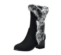 Bottes d'hiver pour homme en cuir noir - Imperméables - Bottes de neige - Talon lune - Chaussures d'hiver doublées - Bottes d'hiver, Noir , 40 EU