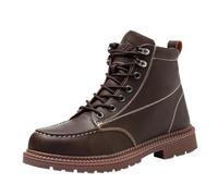 Bottes d'hiver pour homme et garçon - Bottes de neige antidérapantes à tige courte - Bottes de travail - Bottes à lacets - Bottes de randonnée imperméables - Chaussures de sécurité, marron, 36 EU