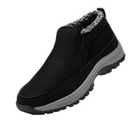 Bottes d'hiver pour homme et garçon - Doublure chaude - Bottes de neige courtes - Bottes de travail - Bottes d'hiver - Bottes de randonnée - Imperméables et antidérapantes, Noir , 44 EU