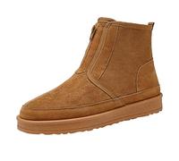 Bottes d'hiver pour homme - Sans lacets - Avec fermeture éclair - Doublure polaire - Légères - Couleur unie - Chaussures de loisirs classiques, jaune, 41 EU