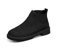 Bottes d'hiver tendance en daim de couleur unie pour femme - Faciles à nettoyer - Pour le bureau, la promenade du chien, la randonnée, Noir , 37 EU