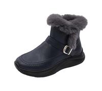 Bottes d'hiver tendance pour femme avec fermeture éclair et boucle en métal pour une chaleur ultime et un confort optimal, bleu foncé, 37 EU