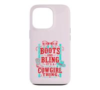 Bottes drôles et Bling Its A Cowgirl Thing Pink Bow Design Coque pour iPhone 13 Pro