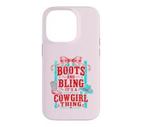 Bottes drôles et Bling Its A Cowgirl Thing Pink Bow Design Coque pour iPhone 14 Pro