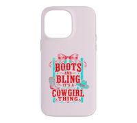 Bottes drôles et Bling Its A Cowgirl Thing Pink Bow Design Coque pour iPhone 14 Pro Max