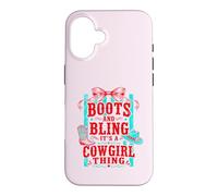 Bottes drôles et Bling Its A Cowgirl Thing Pink Bow Design Coque pour iPhone 16