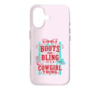 Bottes drôles et Bling Its A Cowgirl Thing Pink Bow Design Coque pour iPhone 17