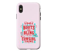 Bottes drôles et Bling Its A Cowgirl Thing Pink Bow Design Coque pour iPhone X/XS