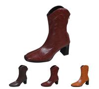 Bottes élégantes à bout pointu pour femme - Bottes intelligentes à faible bloc - Bottes de travail tendance - Bottes de bureau confortables à talons épais - Bottines d'hiver classiques tendance