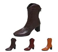 Bottes élégantes à bout pointu pour femme - Bottes intelligentes à faible bloc - Bottes de travail tendance - Bottes de bureau confortables à talons épais - Bottines d'hiver classiques tendance