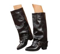 Bottes élégantes et Souples mi-Mollet avec Bride Ajustable. Bottines Classiques Montantes à la Cheville, Confortables et polyvalentes au Quotidien. (Black, 42)