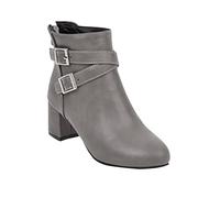 Bottes élégantes pour femme en cuir avec talon bloc - Bottes de costume avec fermeture éclair - Bottines à boucle réglable - Bottines élégantes - Bottines imperméables, gris, 41 EU