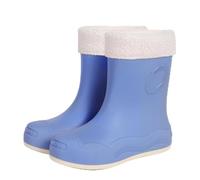 Bottes en caoutchouc courtes doublées antidérapantes mi-hautes pour femme en silicone imperméables Chaussures de jardin chaudes pour le camping, la randonnée, les chaussures de tous les jours, Bleu