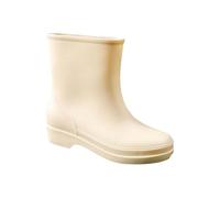Bottes en caoutchouc courtes pour femme - Semelle épaisse - Semelle épaisse - Bottes d'extérieur à enfiler - Coupe élégante - En néoprène - Adhérence robuste - Pour promener le chien, beige, 38.5 EU