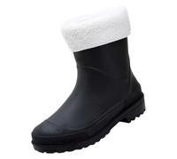 Bottes en caoutchouc doublées pour femme - Bottes de pluie - Bottes de pluie - Chaussures de jardin imperméables - Bottes en caoutchouc antidérapantes - Bottes à enfiler, Noir , 40 EU