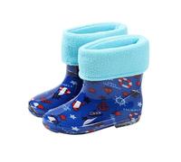 Bottes en Caoutchouc Enfants Pluie Doublées Imperméables Chaussures Botte de Pluie pour Filles Garçon, Bottes de Neige d'Hiver en Polaire, Chaudes d'Extérieur pour Tout-Petits (Dark Blue, 26)