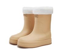Bottes en caoutchouc mi-hautes pour femme - Polyvalentes - Amovibles - Doublure en polaire - Semelle épaisse - Confortables - Antidérapantes - Chaussures de cuisine - Bottines imperméables et
