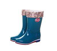 Bottes en caoutchouc pour femme avec doublure chaude - Faciles à nettoyer - Semelle antidérapante résistante à l'eau - Durabilité accrue pour un ajustement plus large au mollet, bleu, 37 EU