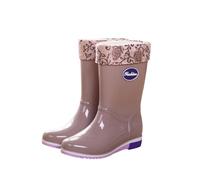 Bottes en caoutchouc pour femme avec doublure chaude - Faciles à nettoyer - Semelle antidérapante résistante à l'eau - Durabilité accrue pour un ajustement plus large au mollet, kaki, 37 EU