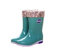 Bottes en caoutchouc pour femme avec doublure chaude - Faciles à nettoyer - Semelle antidérapante résistante à l'eau - Durabilité accrue pour un ajustement plus large au mollet, Vert, 37.5 EU