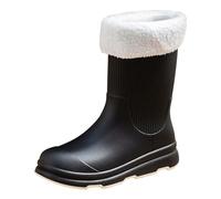 Bottes en caoutchouc pour femme - Bottes de pluie imperméables - Bottes en caoutchouc doublées - Bottes de pluie antidérapantes - Chaussures de jardin - Bottes d'extérieur à enfiler, gris foncé, 40 EU