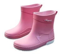 Bottes en caoutchouc pour femme - Bottes de pluie pour femme - Imperméables - Antidérapantes - Chaussures de jardin tendance - Bottes de pêche plates - Chaussures de trekking, Rose, 36 EU