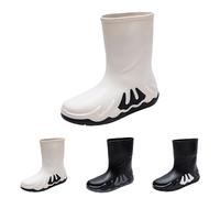 Bottes en caoutchouc pour femme - Bottes mi-hautes - Bottes de pluie - Bottes de jardin - Bottes de pluie tendance en cuir synthétique - Bottes de pêche pour le jardin, la pêche, la pluie, l'extérieur